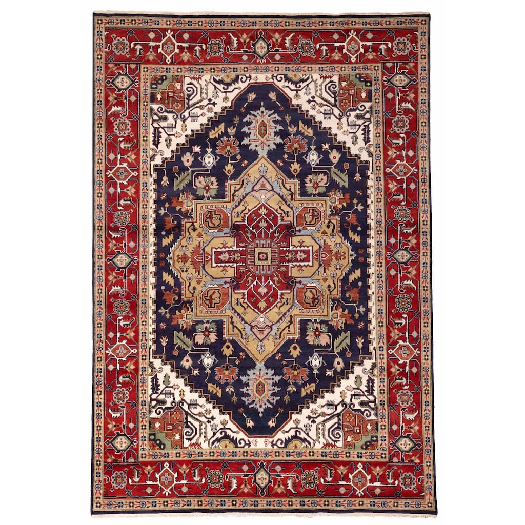 ECARPETGALLERY Hand-knotted Serapi Heritage Dark Navy Wool Rug - 9'10 x 13'10