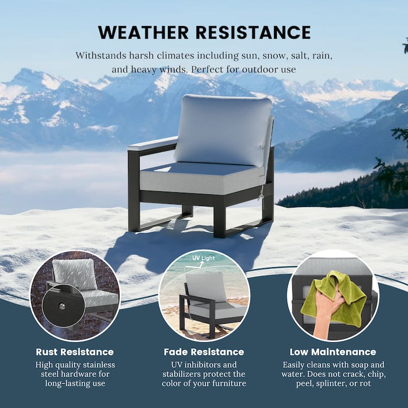 Polytrends Endless Patio Deep Seating Left Arm Chair with Gray Frame