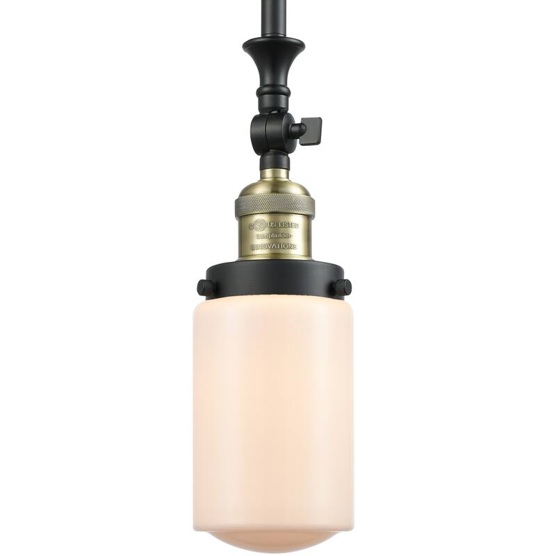 Innovations Lighting Dover 5" Wide Mini Rod Hung Adjustable Pendant - Black Antique Brass / Matte White Cased