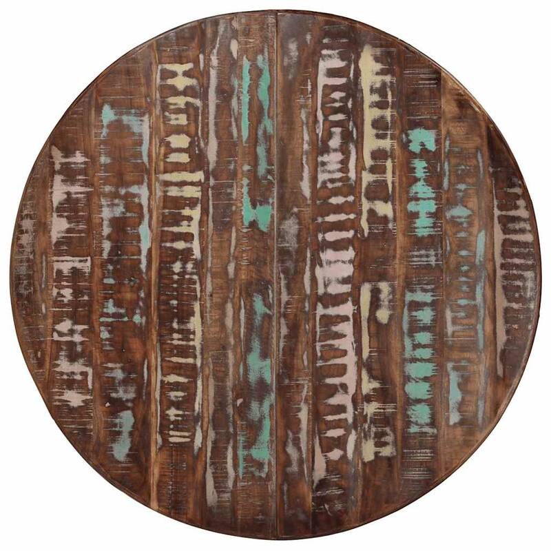 vidaXL Dining Table Ø43.3"x30.7" Solid Wood Reclaimed and Steel - Brown