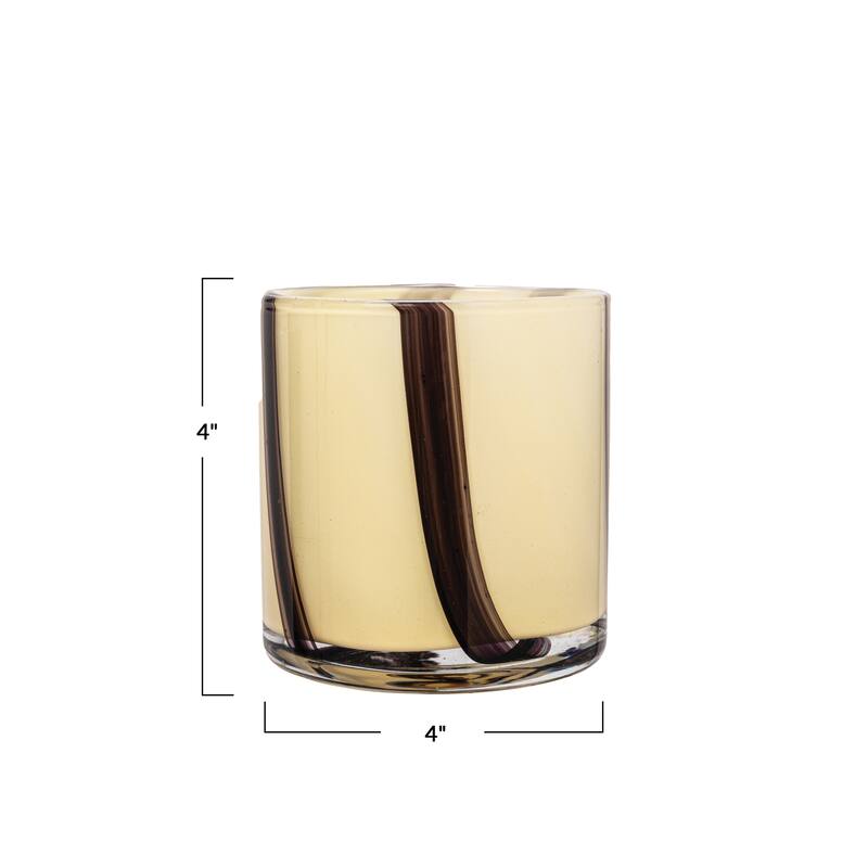 Glass Candle Holder with Stripes