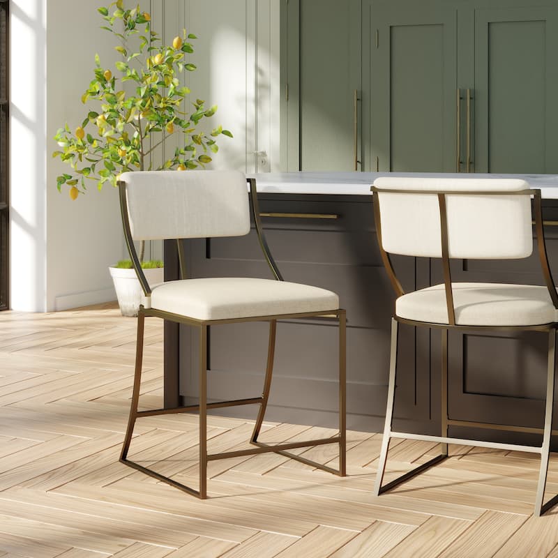 New Ridge Home Goods Mina Metal Modern Upholstered Bar Stool