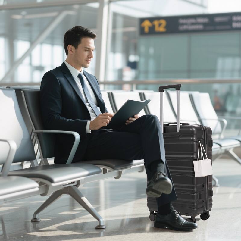 3 pcs/set in ABS Spinner Wheel Luggage, Carry on Suitcase, Matching Color, Combination Lock (Purple)