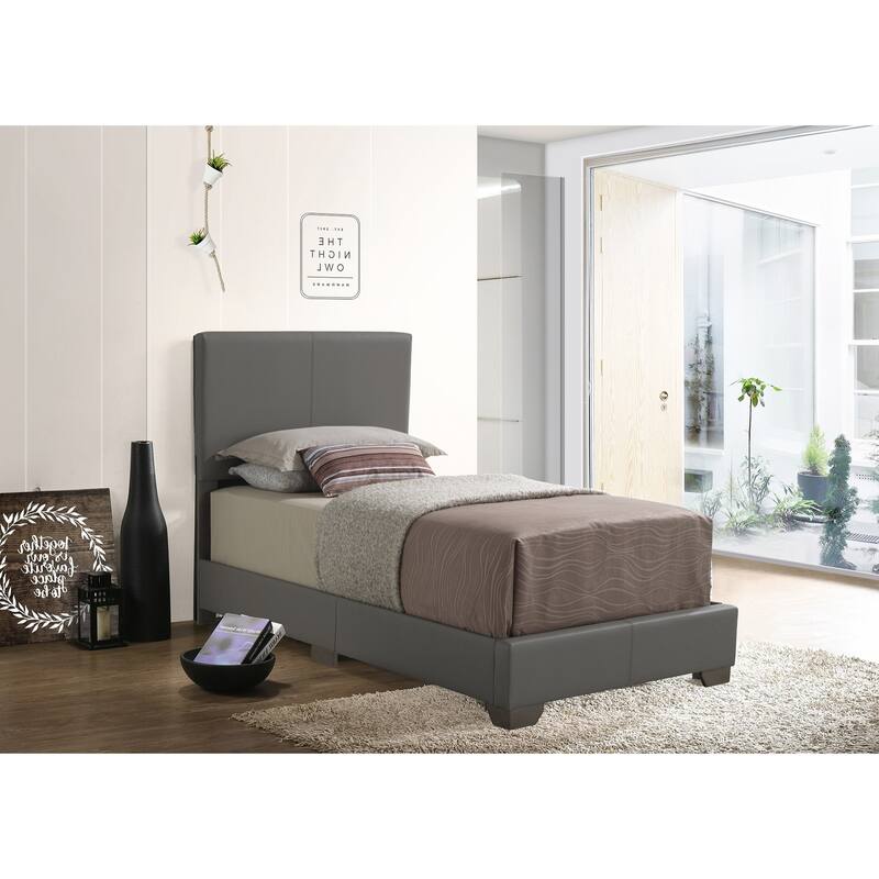 Solid Upholstered Panel Twin Bed - 81" - Gray