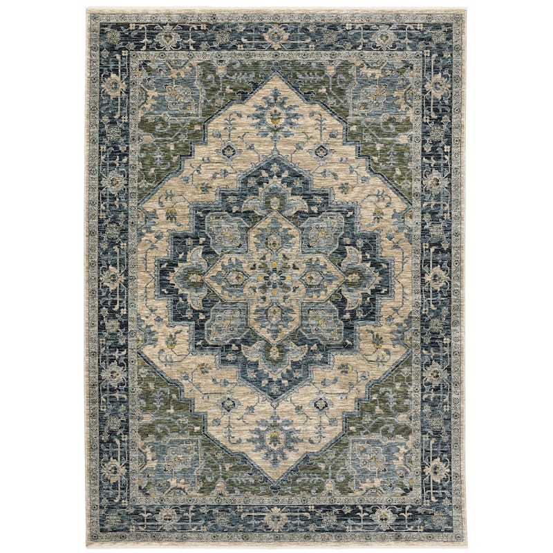 Style Haven Amelie Center Medallion Blue/ Tan Indoor Area Rug