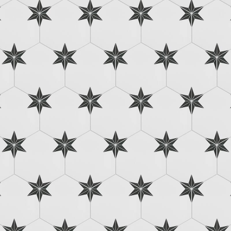 Merola Tile Stella Hex Nero 8-5/8" x 9-7/8" Porcelain Floor and Wall Tile
