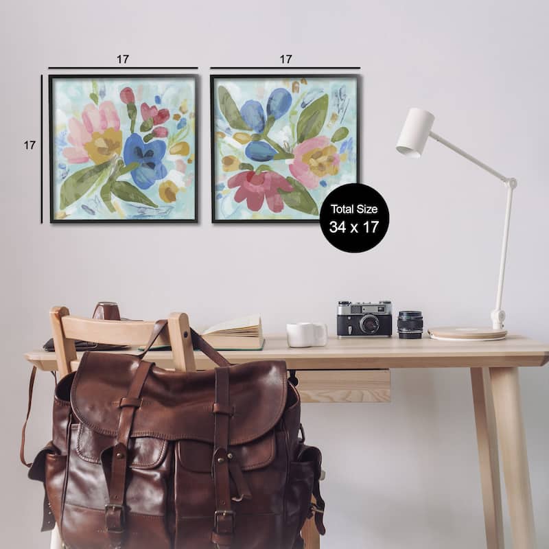 Stupell Eclectic Flower Bundles Framed Giclee Art Design By June Erica Vess (Set of 2)