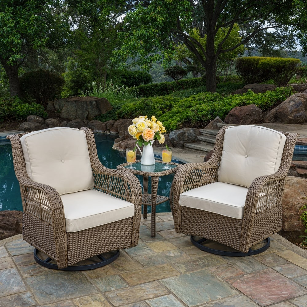 Rio Vista Outdoor Wicker Swivel Glider Chair Set (3-Piece)