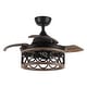 preview thumbnail 8 of 11, 36" Industrial Retractable 3-blade Ceiling Fan Chandelier with Wall Switch