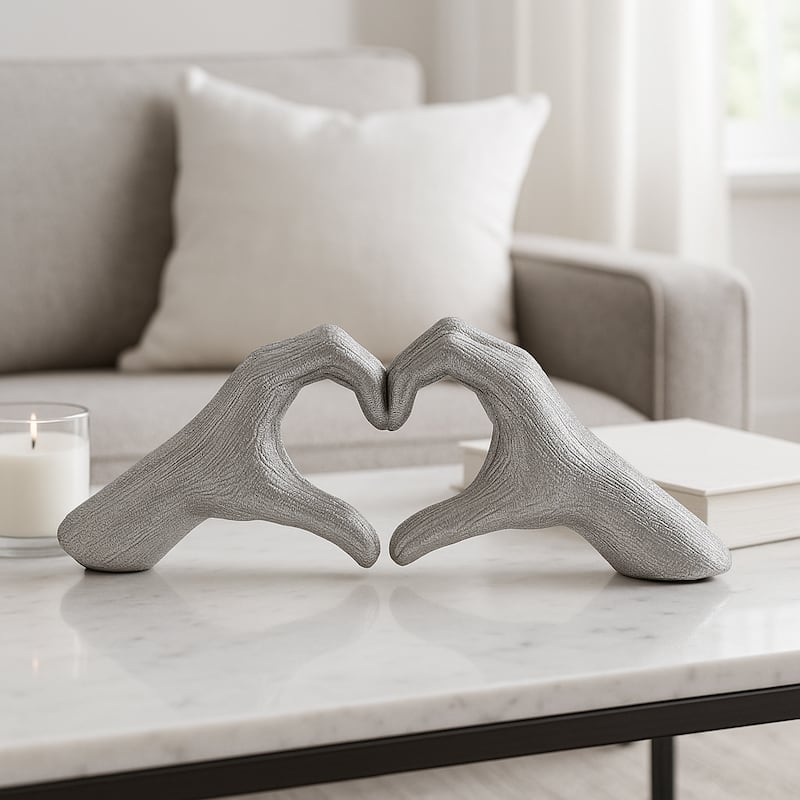 Modern Stone Ceramic Decorative Hand Heart Sculpture