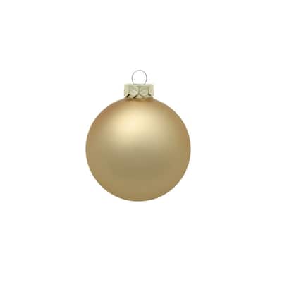 Matte Glass Christmas Ball Ornaments - 3.25" (80mm) - Antique Gold - 8ct