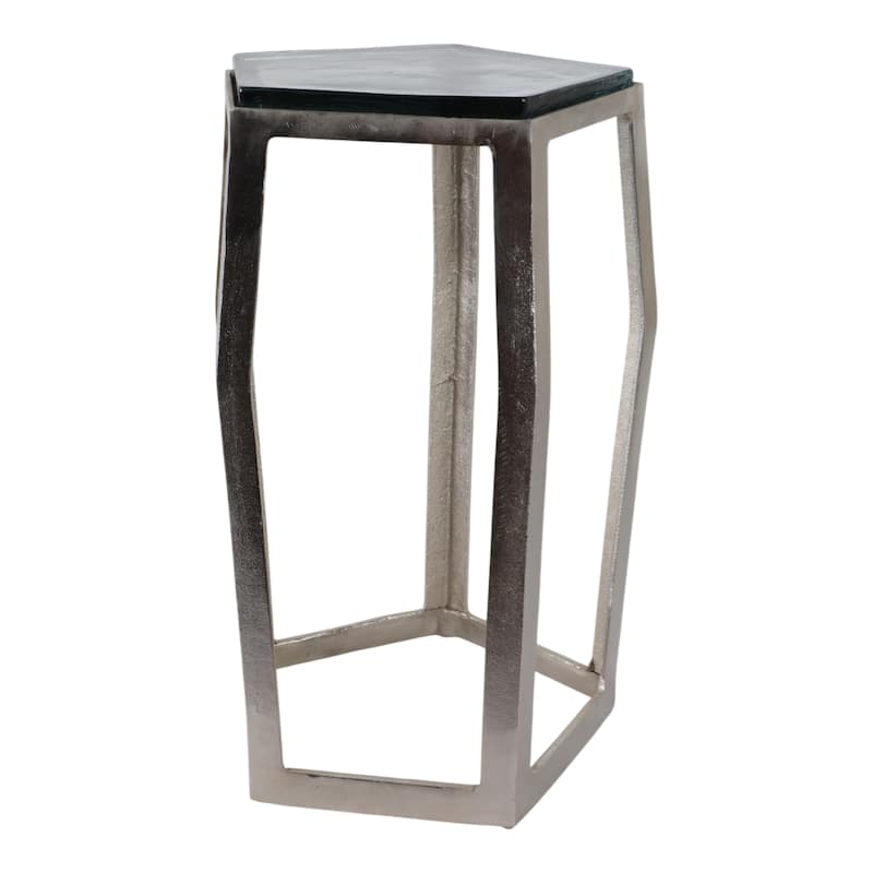 Marble Side Table Metal Frame Modern Narrow Accent for Home Decor