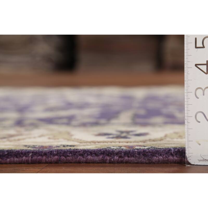 Hand Knotted Oriental 100% Wool Carpet Transitional All-Over Purples Oushak Area Rug - 6' 0'' X 4' 2''