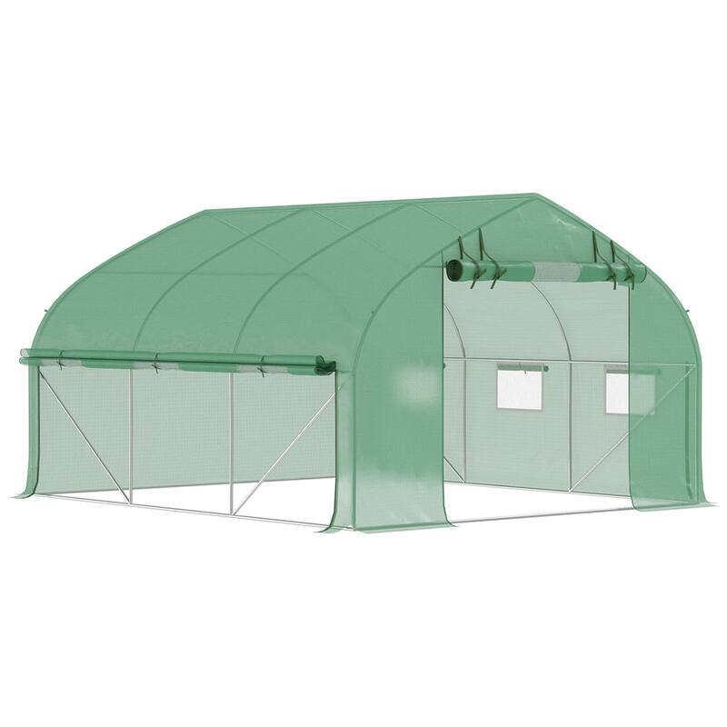 Outsunny Walk-in Tunnel Greenhouse,Upgraded Gardening Plant Hot House - 11.5'x10'x6.5'