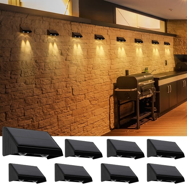 slide 2 of 6, Solar Lights for Outside, Warm White Fence Lights Solar Powered