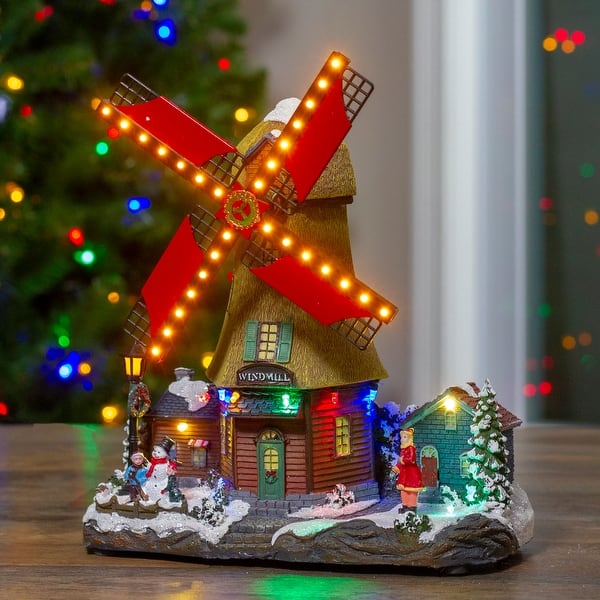 Shop 12 Led Lighted And Animated Winter Windmill Village Scene