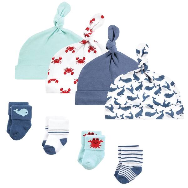 slide 1 of 1, Hudson Baby Infant Boy Cap and Socks Set, Whale, 0-9 Months - Whale 0-9 Months - Whale