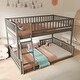 preview thumbnail 2 of 15, Solid Pine Wood Full XL Over Queen Bunk Bed with Ladder & Guardrails