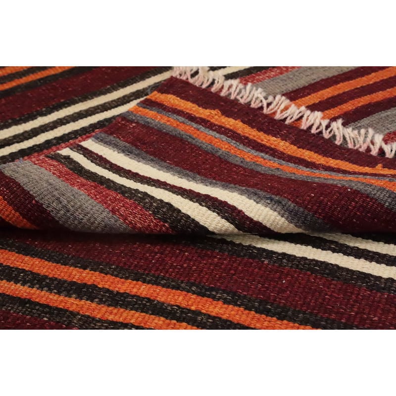 Hand Woven Oriental 100% Wool Carpet Southwestern Geometric Multi-Colored Kilim Area Rug - 10' 8'' X 5' 0''