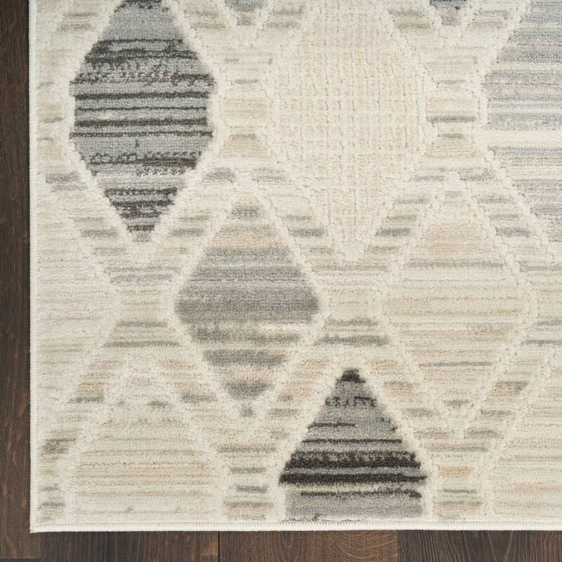 Nourison Serenity Home Indoor only Beige Geometric Area Rug - Beige/Grey - 5' 3" x 7' 3" - Rectangle