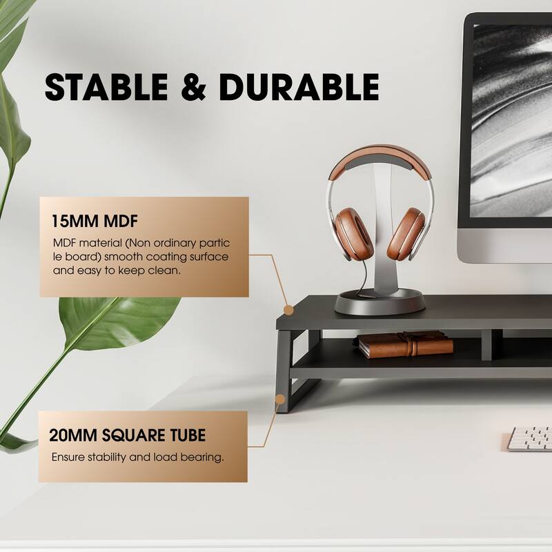 Fenge Dual Monitor Stand Riser for Desk, 42.5in Large Monitor Stand for 2 Monitor - 42.5x9.2x5.4 inches