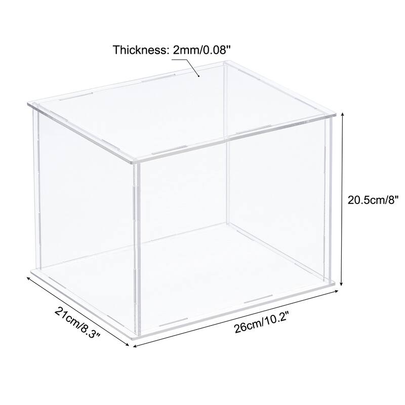 Acrylic Display Case Plastic Box Cube Storage Box Assemble Showcase - 10.2x8.3x8 Inch