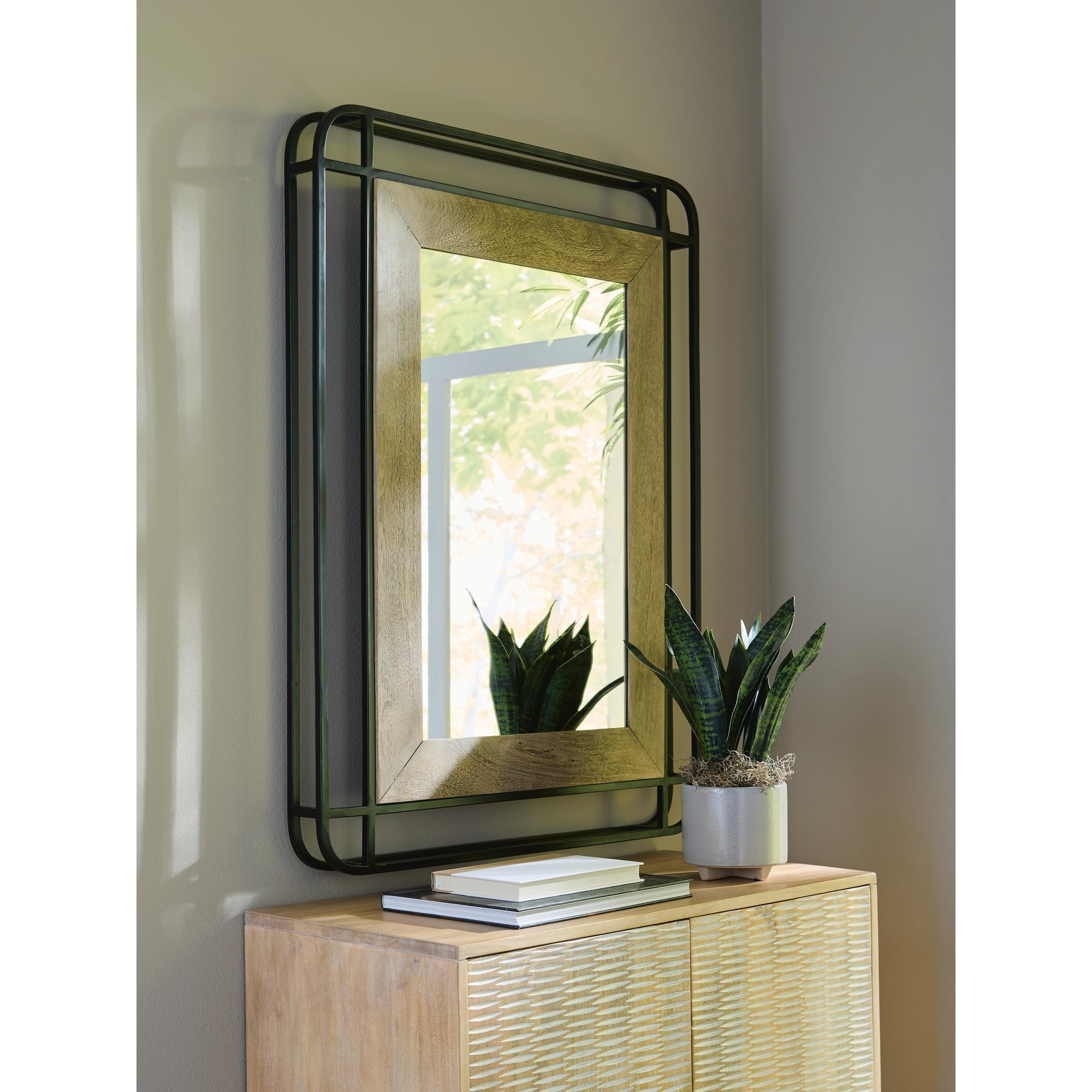 Signature Design by Ashley Beelman Black/Brown Accent Mirror - 30" W x 3" D x 40" H