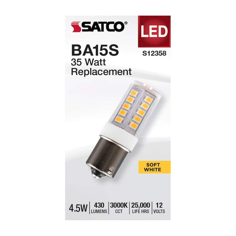 4.5 Watt T6 LED Clear Finish BA15s Base 3000K 12V