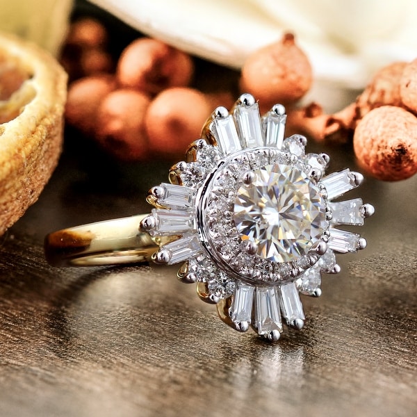 Auriya 14k Gold 3/4ctw Moissanite Ballerina Halo Diamond Engagement Ring 1ct TDW. Opens flyout.