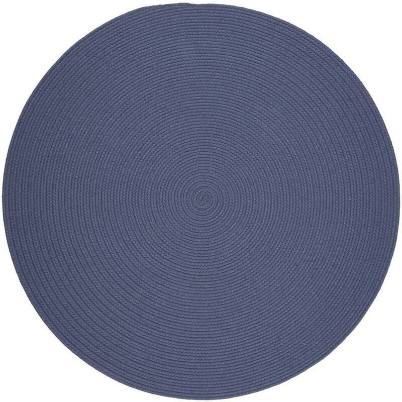 Rhody Rug Woolux Braided Wool Flatweave Oval Rug - 4' Round - Sailor Blue