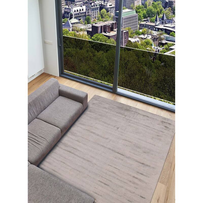 ECARPETGALLERY Hand Loomed Shimmer Grey Viscose Rug - 7'10 x 10'0