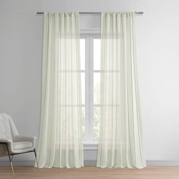 slide 2 of 10, Exclusive Fabrics Aruba Striped Linen Sheer Curtain (1 Panel) 50 X 84 - aruba gold