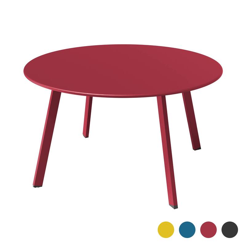 Clihome Weather Resistant Round Steel Patio Large Coffee Table - Red