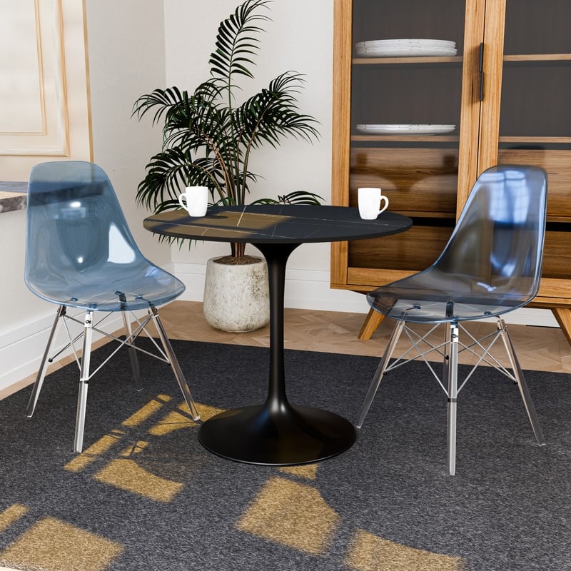 Dover Modern Acrylic Accent Side Chair with Eiffel-Style Legs for Dining Room, Kitchen, Office, or Indoor/Outdoor Seating