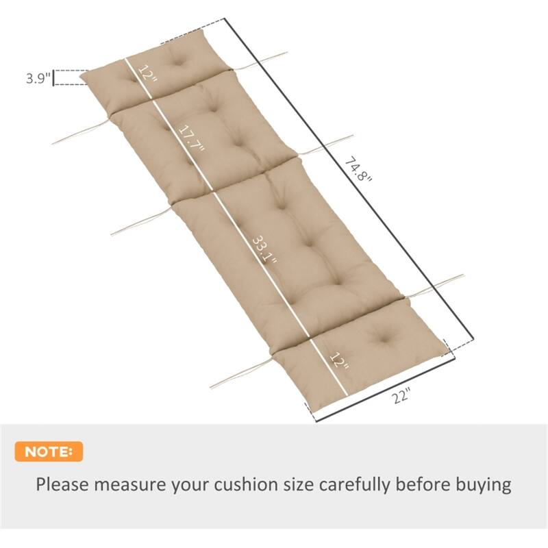 Outdoor and Indoor Lounge Chair Cushion Polyester Foam Padding Blue Brown UV Resistant Splash Proof - 74.8" L x 22" W x 3.9" D