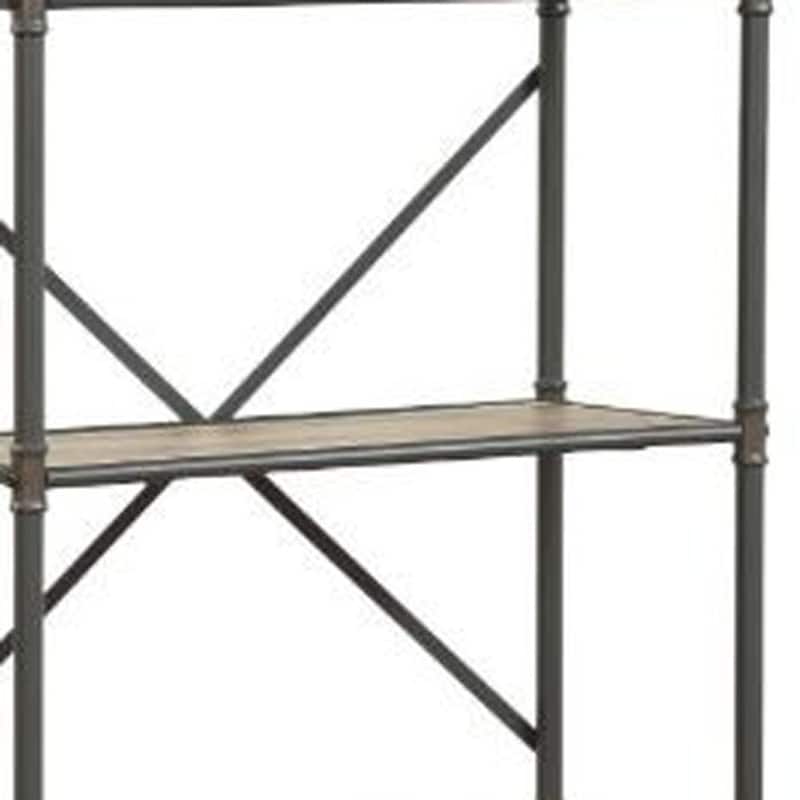 49inch Gray Brown Metal Four Tier Etagere Bookcase