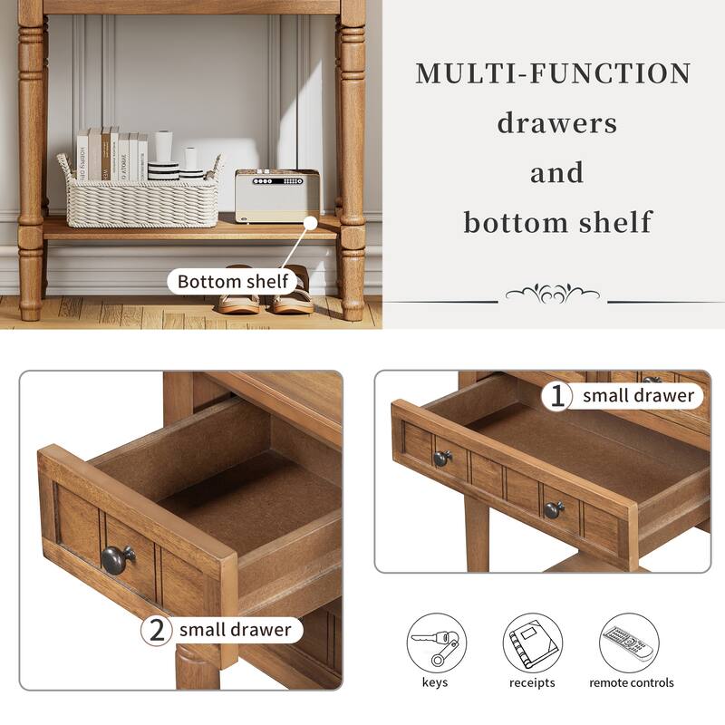 23.7" Classic Console Table with Three Storage Drawers and Bottom Shelf