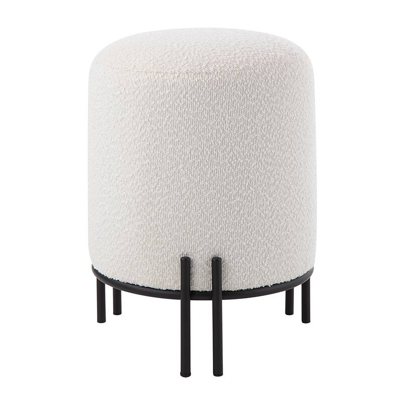 Renwil Cynthia Indoor Boucle Ottoman, Off-White