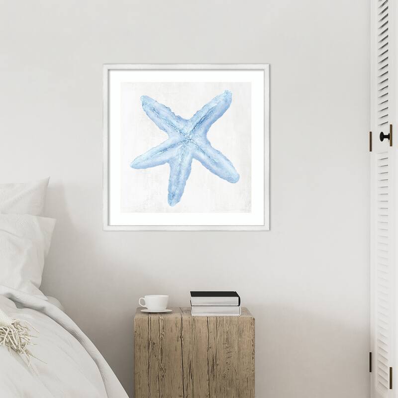 Light Blue Seashell No. 1 by Hannah Dawson Wood Framed Wall Art Print