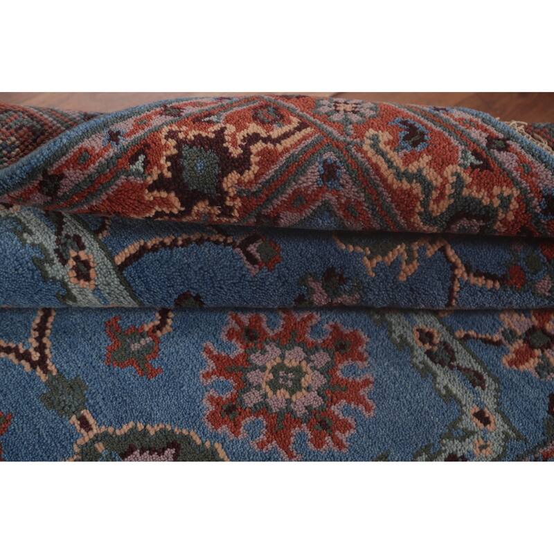 Blue Oushak Accent Rug Hand-Knotted Transitional Wool Carpet - 3'11"x 5'9"