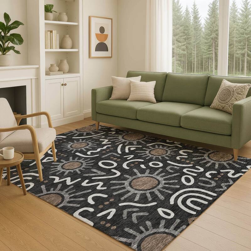 Machine Washable Indoor/ Outdoor Modern Sol Chantille Rug