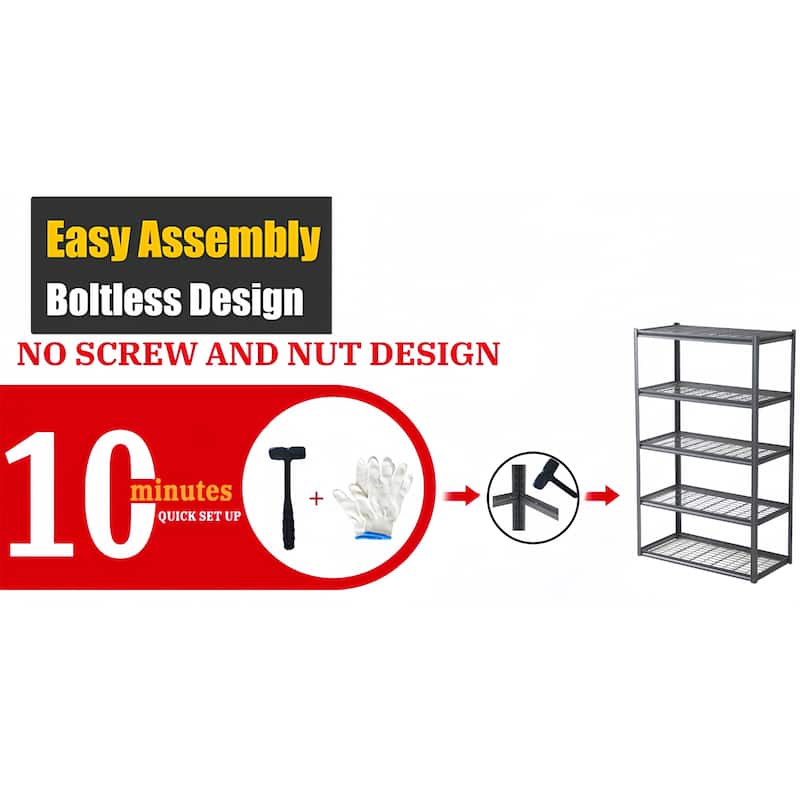 5 Tier Adjustable Heavy Duty Metal Storage Shelves