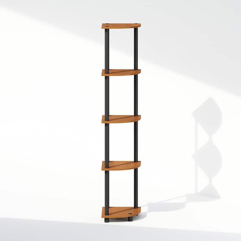 5 Tiers Wood Household Shelving Unit in Light Cherry/Black (11.6 in. W x 57.7 in. H x 11.6 in. D)