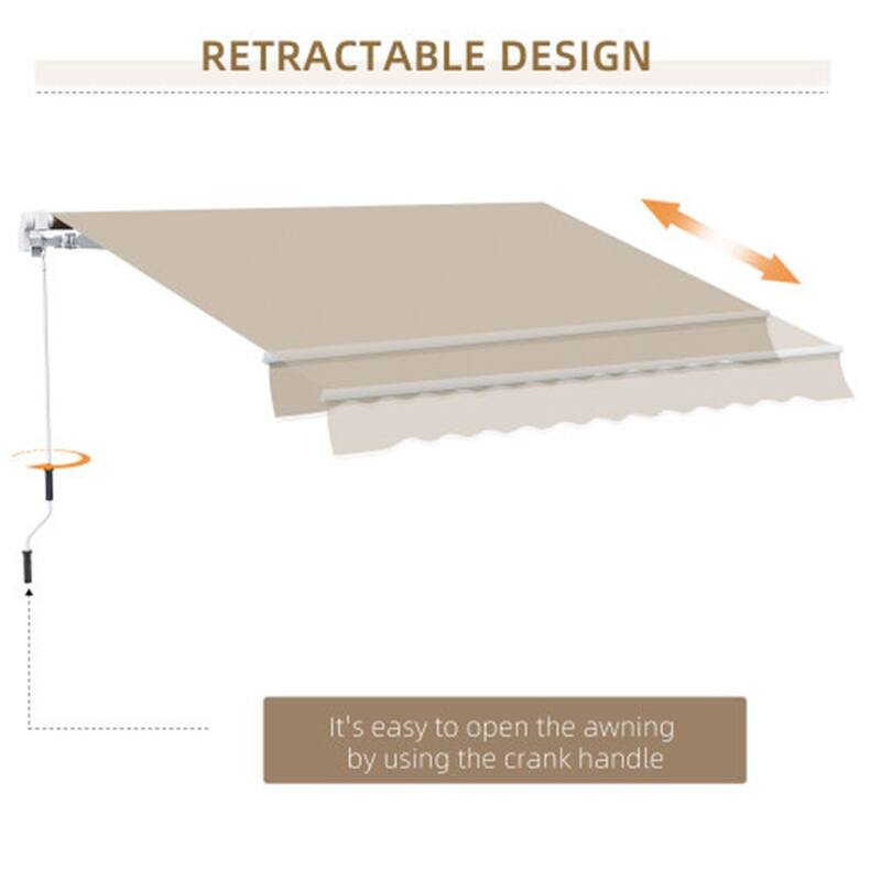 155.5" Wide Retractable Patio Awning with Extendable Aluminum Frame and UV Rain Fabric - 155.5" W x 96.5" D