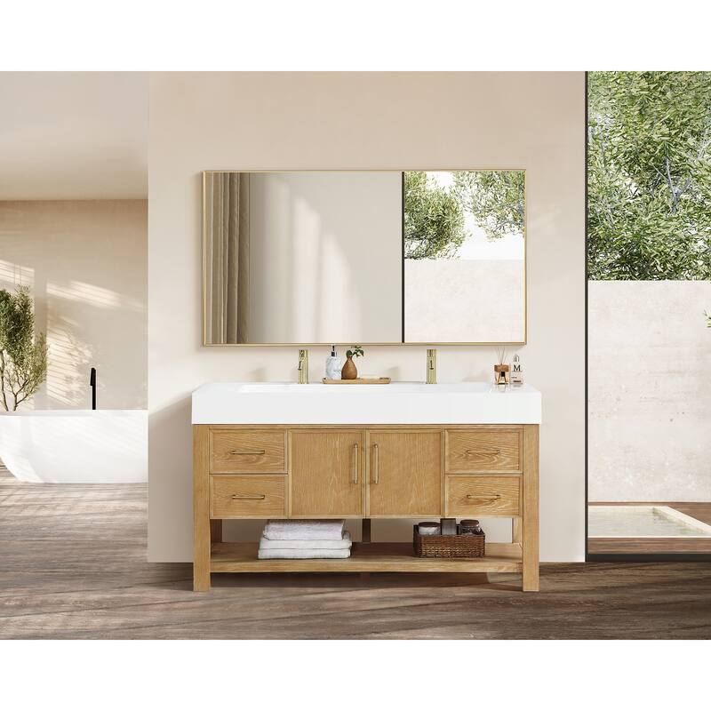Vera Bath Vanity with Integrated Stone Sink Top and Mirror