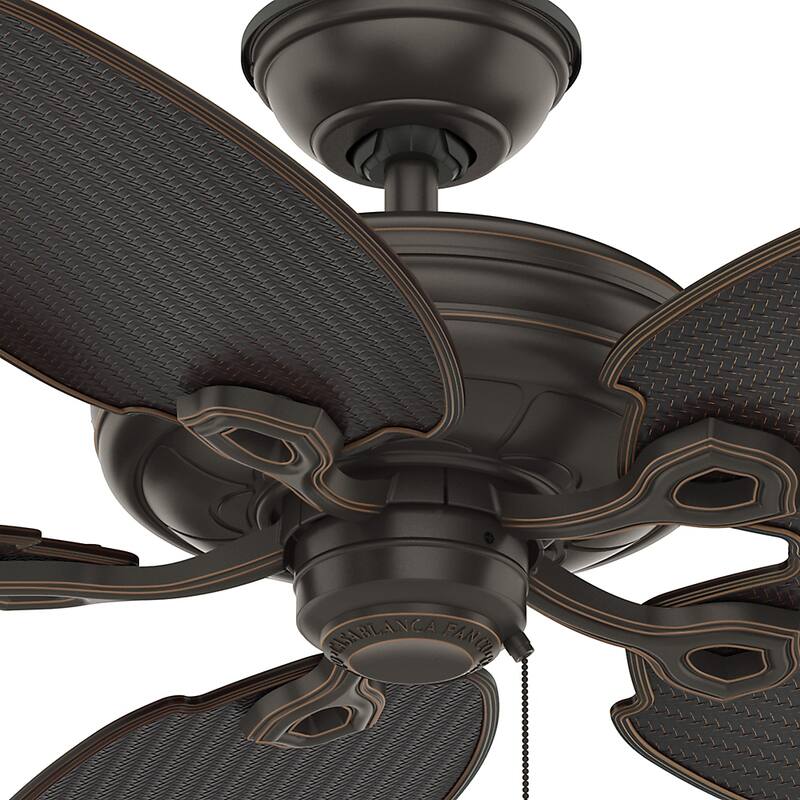 Casablanca 54" Charthouse Outdoor Ceiling Fan with Pull Chain, Wet Rated - Onyx Bengal