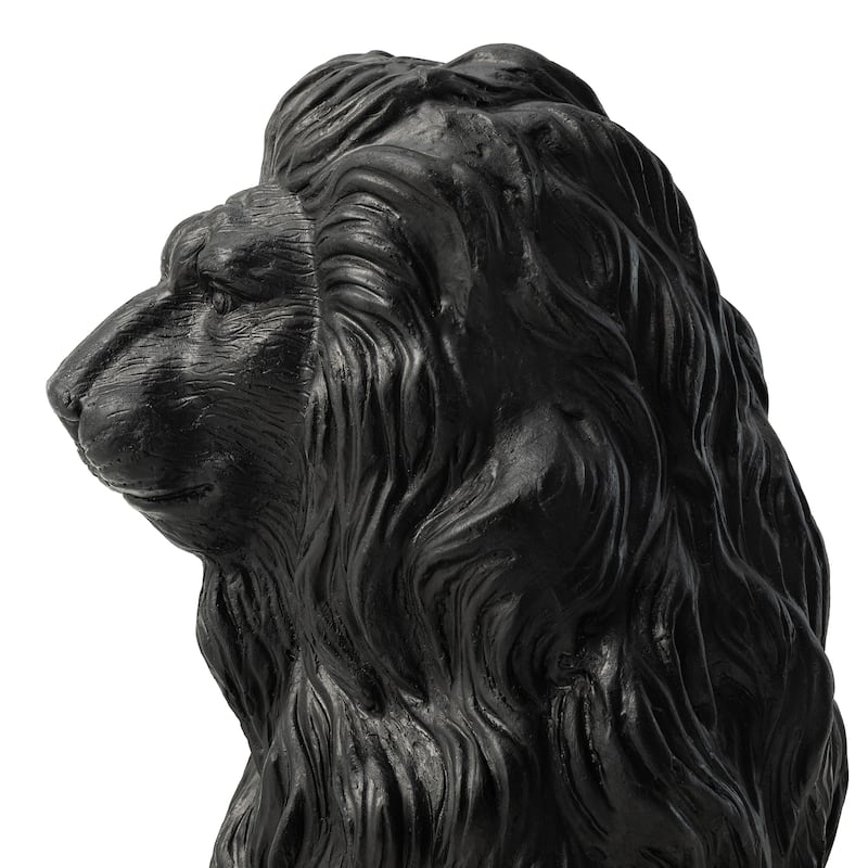 Glitzhome Set of 2 MGO Majestic Sitting Guardian Lion Statues Porch Sculpture Outdoor Indoor