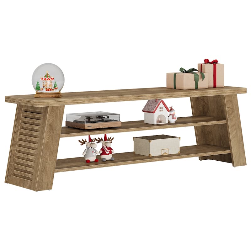 TV Entertainment Center with Open Storage Shelves, TV Stand for 60 Inches TVs, Media Console Table