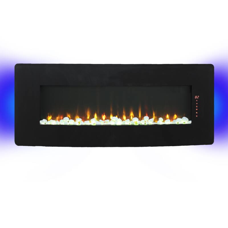 Modern Electric Fireplace Heater, 1400W, Realistic Flame Effects, CSA/UL Certified, for Wall or Tabletop Use - N/A