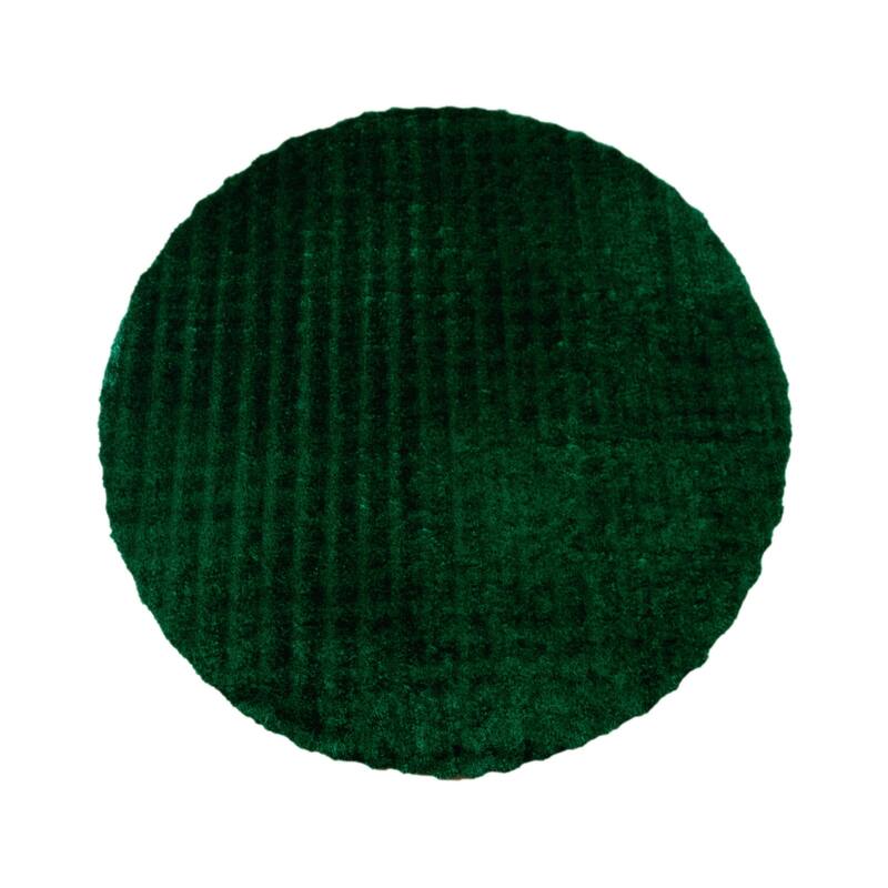 Sunny Collection Hand-woven Modern Grid Solid Color Area Rugs - 7' x 7' Round - Green